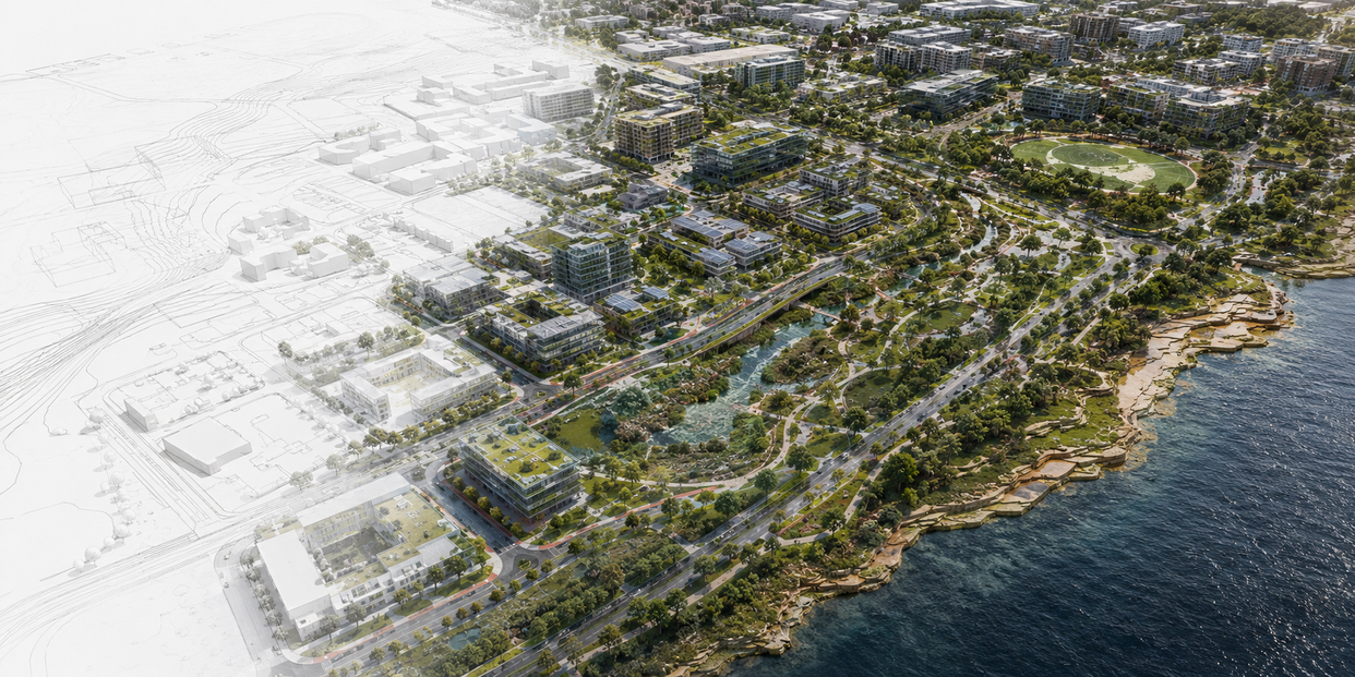 Sustainable stormwater detention infrastructure planning concept