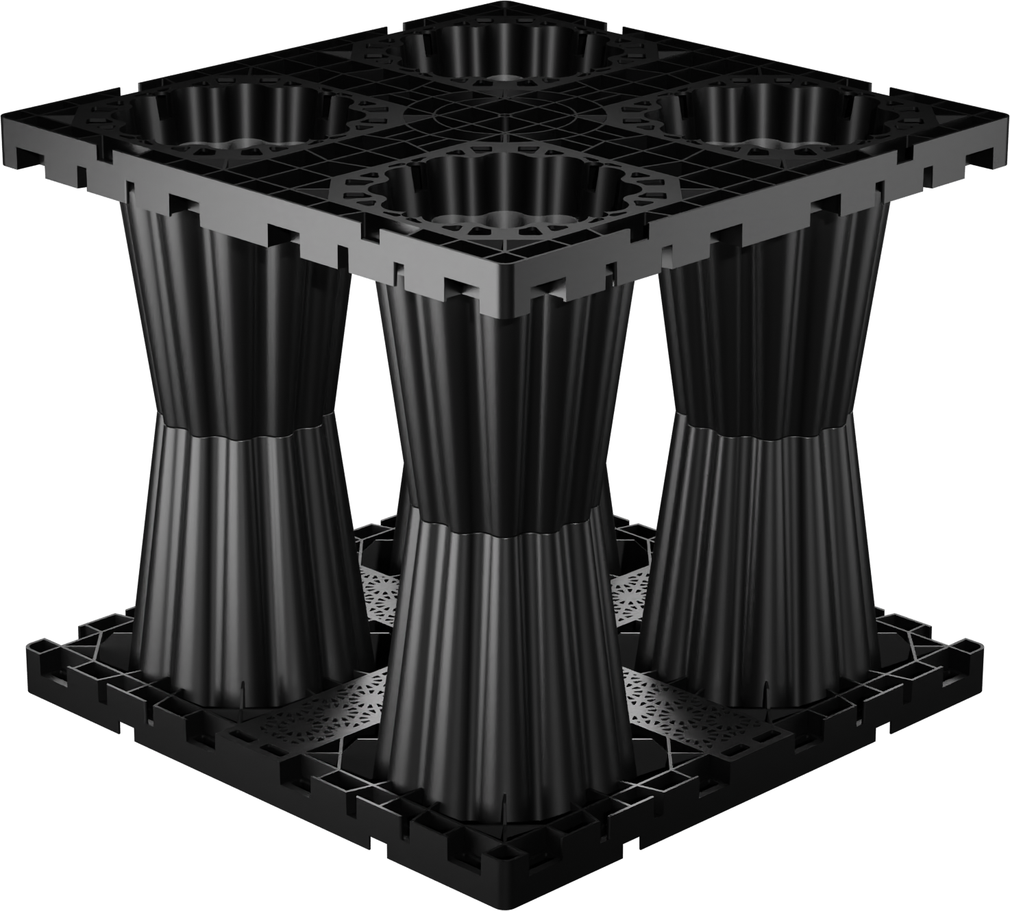 Flo-Vault used for underground stormwater management, increasing water storage and infiltration efficiency