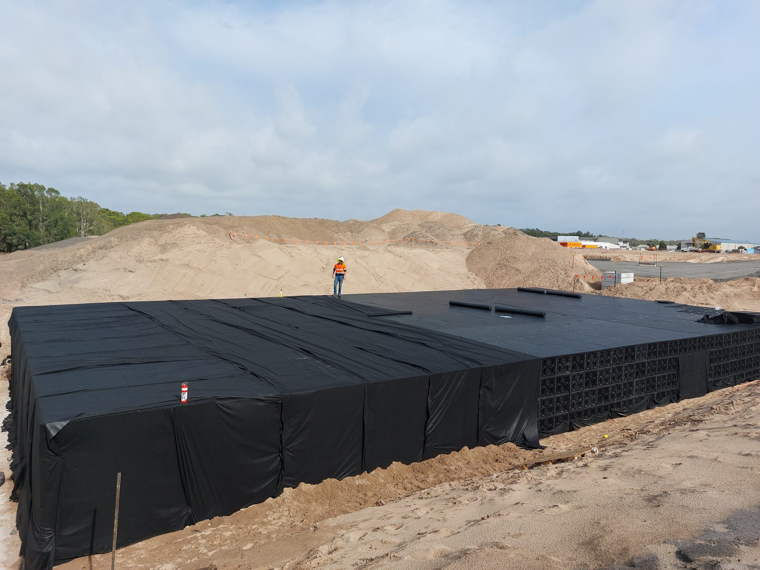 Installation of Flo-Vault underground water storage in a public park project.